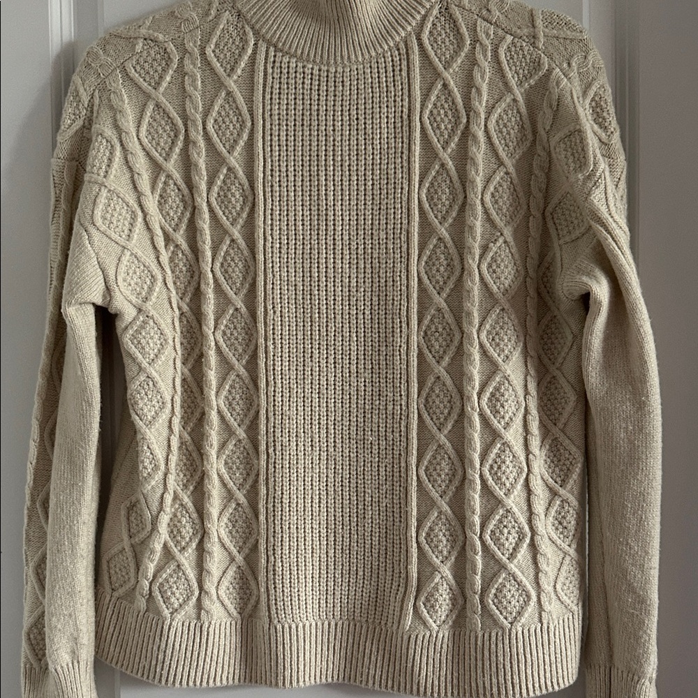 Express Brand Women’s Cream Cable Knit Turtleneck Sweater - Picture 5 of 6